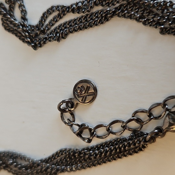 Rhinestone Star Burst Pendant on Bronze Tone 4 Strand 14"L + 2"Ext. Necklace - Picture 8 of 8